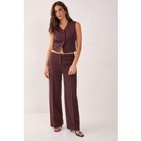 NastyGal Women's Straight Leg Buckle Detail Tailored Pants in Chocolate | Size: 6