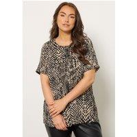 Evans Women's Animal Markings Jersey Top in Brown | Size: 30-32