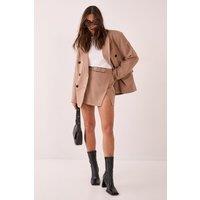 NastyGal Women's Belted Split Mini Skirt in Taupe | Size: 8
