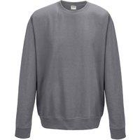 AWDis Men's Just Hoods Crew Neck Plain Sweatshirt (280 GSM) in Grey | Size: Large