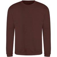AWDis Men's Just Hoods Crew Neck Plain Sweatshirt (280 GSM) in Chocolate | Size: Medium