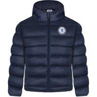 Chelsea FC Boy's Kids Hooded Quilted Jacket Winter Coat in Blue | Size: 12-13 Years