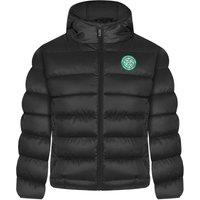 Celtic FC Boy's Kids Hooded Quilted Jacket Winter Coat in Jet Black | Size: 2-3 Years