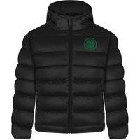 Celtic FC Boy's Kids Hooded Quilted Jacket Winter Coat in Black | Size: 6-7 Years