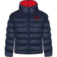Arsenal FC Boy's Kids Hooded Quilted Jacket Winter Coat in Blue | Size: 6-7 Years