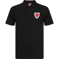 FA Wales Men's Adults Crest Polo Shirt in Black | Size: Medium