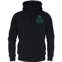 Celtic FC Men's Adults Zip Hoodie in Black | Size: 2XL