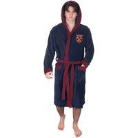 West Ham United FC Men's Adults Hooded Fleece Dressing Gown Robe in Navy | Size: 2XL