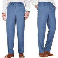 Chums Men's Pack of 2 Elasticated Waist Pull-On Trousers in Mid Blue | Size: 34S
