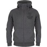 West Ham United FC Men's Adults Zip Hoodie in Grey | Size: Medium