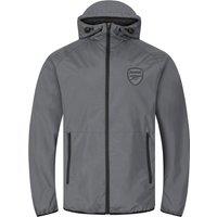 Arsenal FC Men's Adults Shower Jacket Windbreaker in Grey | Size: Medium