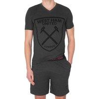 West Ham United FC Men's Adults Short Pyjama Set in Grey | Size: Medium