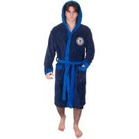 Chelsea FC Men's Adults Hooded Fleece Dressing Gown Robe in Navy | Size: 2XL
