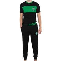 Celtic FC Men's Adults Premium Pyjama Set in Black | Size: Small