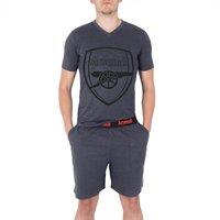 Arsenal FC Men's Adults Short Pyjama Set in Grey | Size: Large