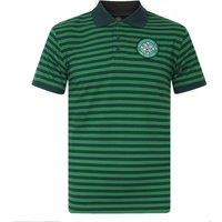 Celtic FC Men's Adults Striped Polo Shirt in Green | Size: Large