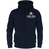 Chelsea FC Men's Adults Zip Hoodie in Navy | Size: Large