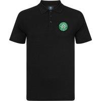 Celtic FC Men's Adults Crest Polo Shirt in True Black | Size: Small
