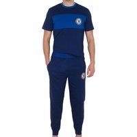 Chelsea FC Men's Adults Premium Pyjama Set in Navy | Size: Large