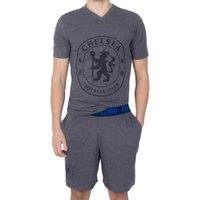 Chelsea FC Men's Adults Short Pyjama Set in Grey | Size: Large