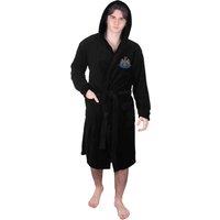 Newcastle United FC Men's Adults Hooded Fleece Dressing Gown Robe in Black | Size: Small