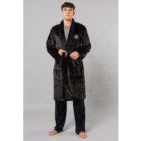 Tokyo Laundry Men's Plush Shawl Collar Dressing Gown in Black | Size: Medium