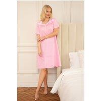 Camille Women's Cotton Short Sleeve Polka Dot Nightdress in Pink | Size: 22-24
