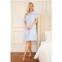 Camille Women's Cotton Short Sleeve Polka Dot Nightdress in Blue | Size: 10-12