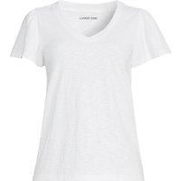 Lands' End Women's Flutter Sleeve Slub V-neck Top in White | Size: 14-16
