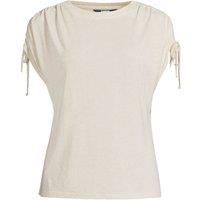 Lands' End Women's Linen Blend Ruched Sleeve Top in Cream | Size: 10-12
