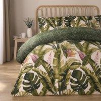 OHS Tropical Duvet Cover Set Leaves Reversible Soft Bedding Quilt in Green | Size: King