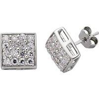 Jewelco London Silver CZ Grid Cluster Stud Earrings
