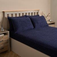 OHS 4 Pack Teddy Fleece Pillowcase Cover Bedding Set Thermal in Dark Navy | Size: Standard Pillow Case