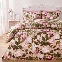OHS Floral Duvet Cover Quilt Bedding Set Reversible with Pillowcase in Pink | Size: Double