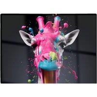 Warren Reed - Designer Splashart Giraffe Face Pink Glass Chopping Board