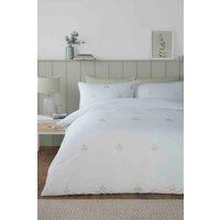 Serene 'Emily Embroidery' Easy Care Embroidered Leaf Duvet Cover Set in Green | Size: Double