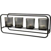 Straits Smoke Grey 4 Tealight Candle Holder 35L x 15H cm in Dark Grey