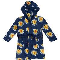 Scottish FA Boy's Scotland Kids Hooded Fleece Dressing Gown Robe in Navy | Size: 13-14 Years