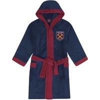 West Ham United FC Boy's Kids Hooded Fleece Dressing Gown Robe in Navy | Size: 11-12 Years