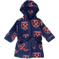 West Ham United FC Baby Hooded Fleece Dressing Gown Robe in Navy | Size: 18-24 m