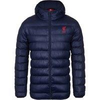 Liverpool FC Men's Adults Hooded Quilted Jacket Winter Coat in Navy | Size: Medium