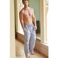 British Boxers Men's "Navy Pinstripe" Crisp Cotton Pyjama Trousers in Mid Navy | Size: Large