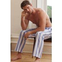British Boxers Men's Boat Blue Stripe Crisp Cotton Pyjama Trousers in Light Blue | Size: Large