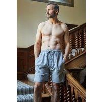 British Boxers Men's Chalk Stripe Brushed Cotton Sleep Shorts in Mid Grey | Size: Large