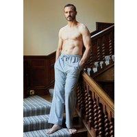 British Boxers Men's Chalk Stripe Brushed Cotton Pyjama Trousers in Mid Grey | Size: Large