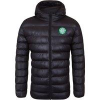 Celtic FC Men's Adults Hooded Quilted Jacket Winter Coat in Jet Black | Size: Large
