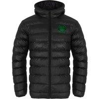 Celtic FC Men's Adults Hooded Quilted Jacket Winter Coat in Black | Size: XL