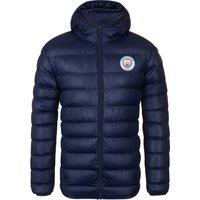 Manchester City FC Men's Adults Hooded Quilted Jacket Winter Coat in Navy | Size: 3XL