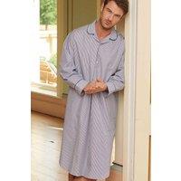 British Boxers Men's "Navy Pinstripe" Crisp Cotton Nightshirt in Mid Navy | Size: 2XL