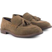 Silver Street London Men's Charleston Premium Suede Leather Casual Tassel Loafers in Light Brown | Size: 7